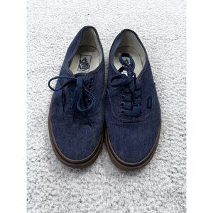 VANS Denim Navy Blue Unisex Lace Up Sneakers Mens 9 Womens 10.5
